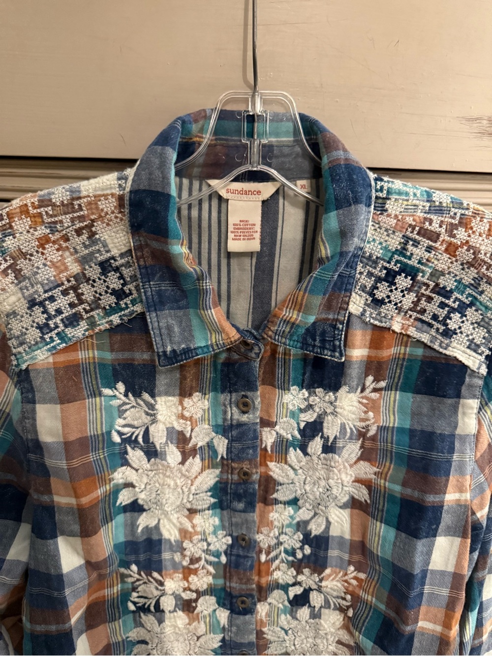 Sundance Bohemian Western Embroidered Button Down Blouse XL - Picture 5 of 9